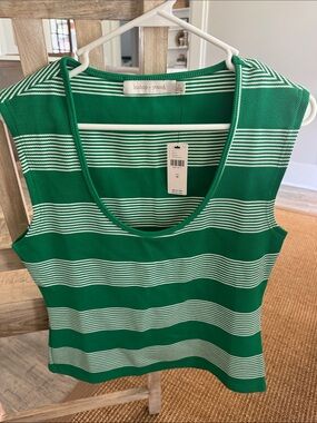 bishop + young NEW w/Tags Green and White Striped Scoop Neck Tank
